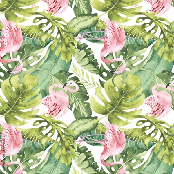 Fototapeta Textile and digital seamless pattern with flowers design 