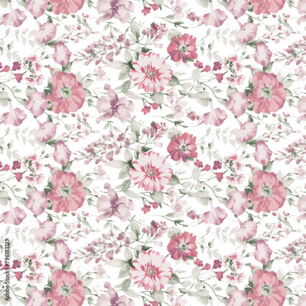 Fototapeta Textile and digital seamless floral pattern design