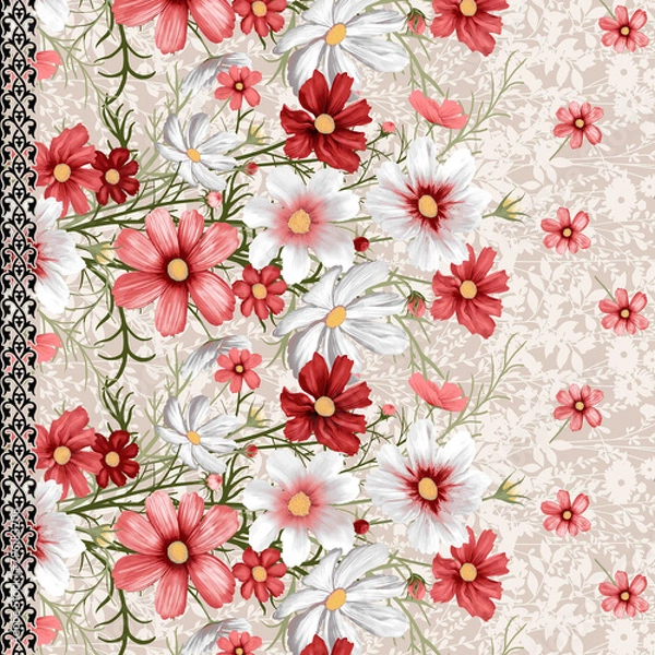 Fototapeta Textile and digital seamless floral pattern design