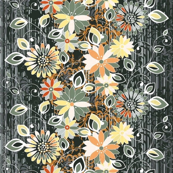 Fototapeta Textile and digital seamless floral pattern design
