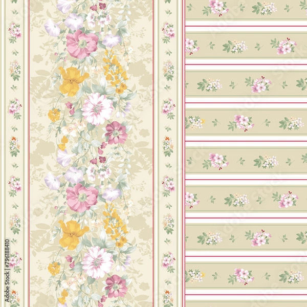 Fototapeta Textile and digital seamless pattern floral design