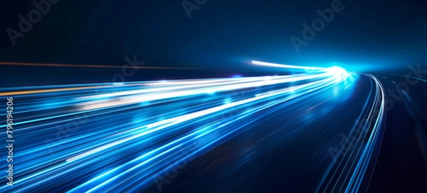 Obraz blue neon light motion