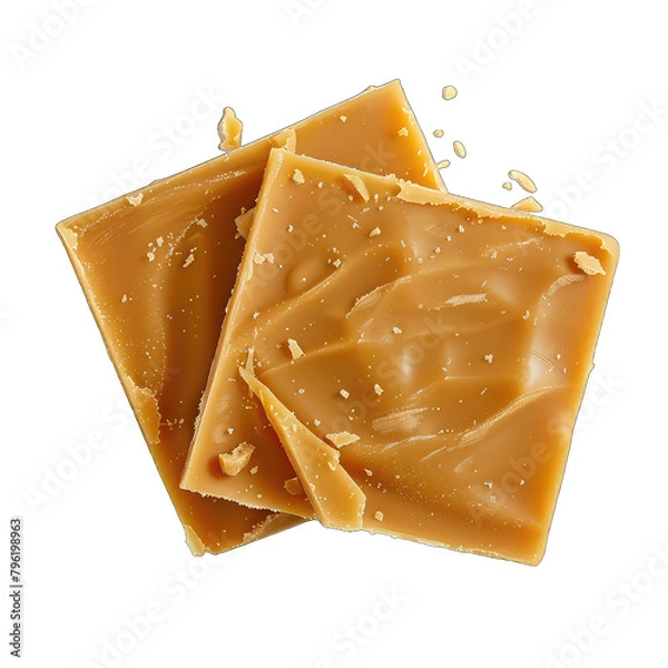 Fototapeta A piece of old-fashioned butterscotch candy isolated on Transparent Background, without background .PNG