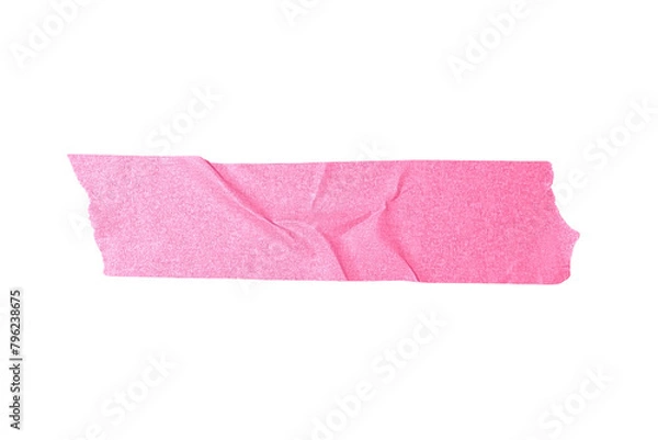 Fototapeta Crumpled pink matte adhesive tape with torn edges