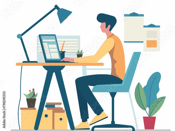 Fototapeta person working at home