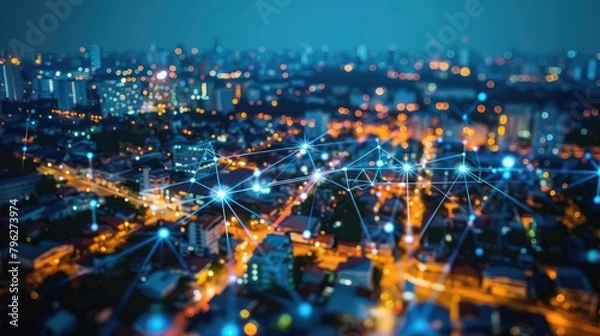 Obraz Smart grid infrastructure managing electricity distribution