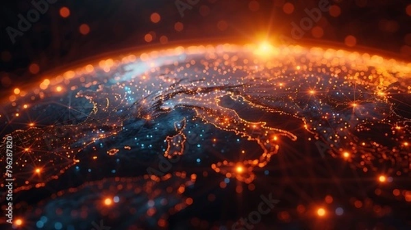 Fototapeta Design a digital visualization that details the blockchain network used for cryptocurrency transactions.