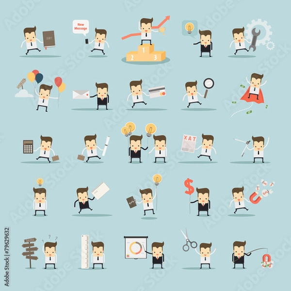 Obraz set of businessman activities