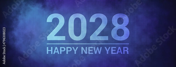 Obraz 2028 Happy new isolated on fabric blue banner background abstract
