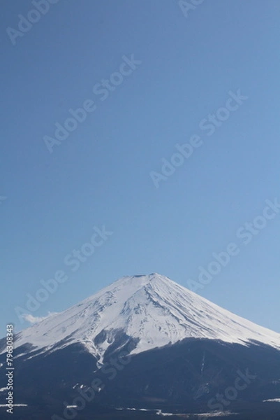 Obraz Mount Fuji with sunny blue sky and lake in Japan