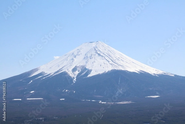 Fototapeta Mount Fuji with sunny blue sky and lake in Japan
