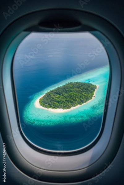 Obraz Island view from airplane window