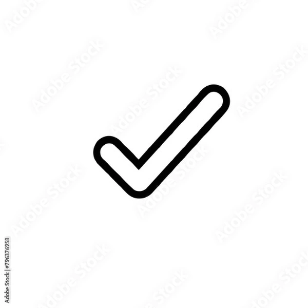Fototapeta Check Mark Icon, Simple Black Line, Approval or Completion Symbol