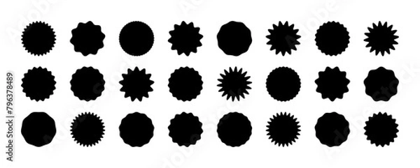 Obraz Zig zag Wavy Edge Circle Shapes Set. Vector Jagged Geometric Round Forms. Wiggly Frame for Template, Stickers, Stamp, Promo Design, Web Design and Social Media