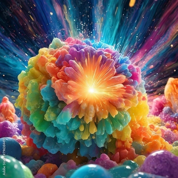 Obraz Bigbang_universe_explosion__supernova_blast__made_out_of_colorful_bath_soaps__super_detaile-transformed