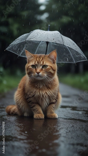 Obraz cat in the rain