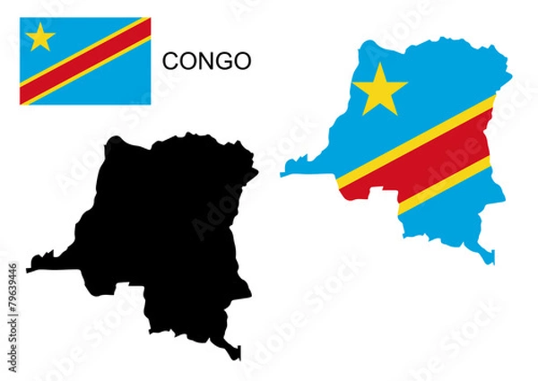 Fototapeta Congo map and flag vector, Congo map, Congo flag