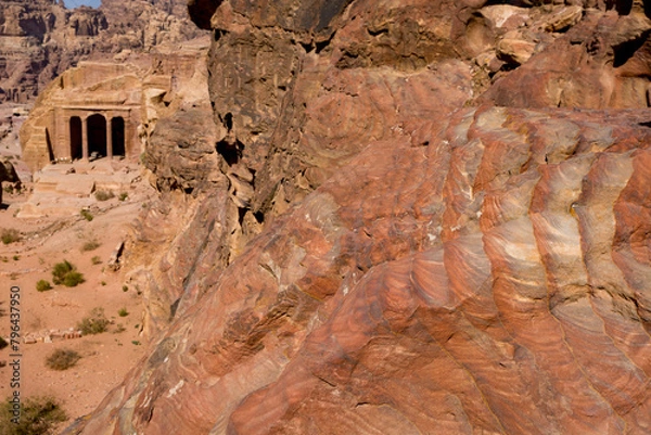 Fototapeta A view of the Garden Temple from above in the archeological site of Petra in Jordan