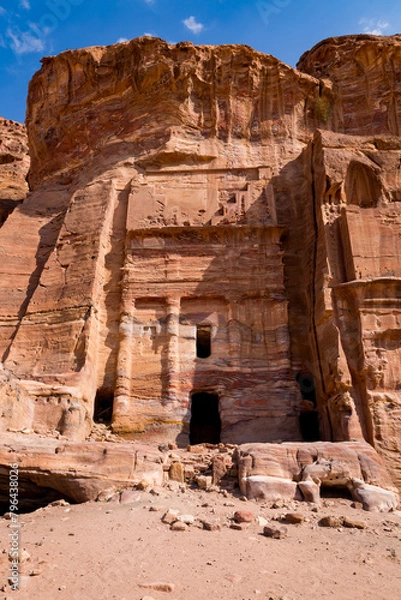 Obraz A view of the Silk Tomb in the archeological site of Petra in Jordan