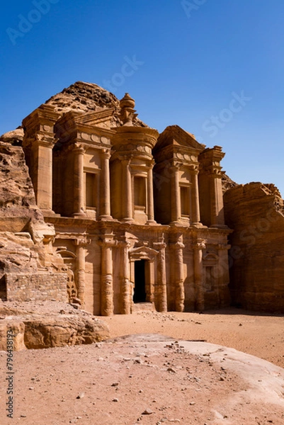 Fototapeta A view of The Monastery  in the archeological site of Petra in Jordan