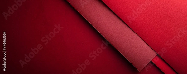 Fototapeta red paper minimalistic presentation background. Top view, flat lay with copy space for text