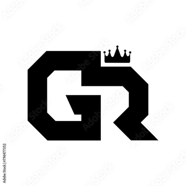 Fototapeta Logo design combining the letters GR and Crown. Suitable for use for any company.