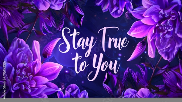Obraz A vibrant violet background illuminating the inspirational quote "Stay True to You"
