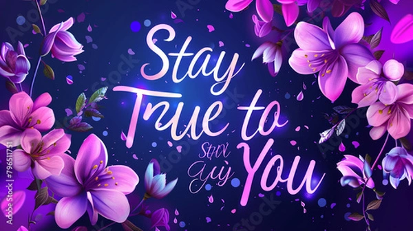 Obraz A vibrant violet background illuminating the inspirational quote "Stay True to You"