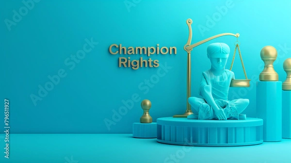 Obraz A vibrant turquoise setting with the statement "Champion Human Rights" for International Human Rights Day.