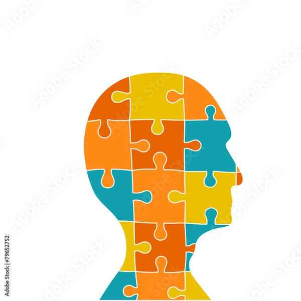 Fototapeta Head contains of puzzle pieces