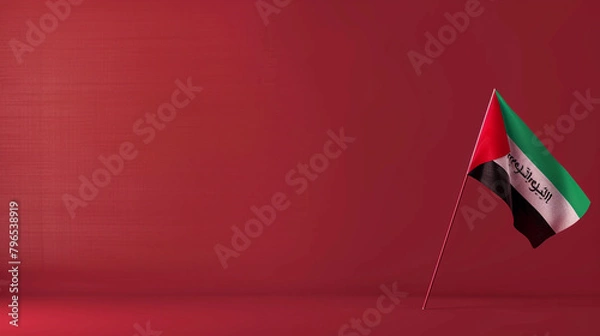 Obraz An elegant presentation with a solid crimson background, exhibiting the Palestinian flag on one end and the urgent plea "Free Palestine from oppression" on the rest.