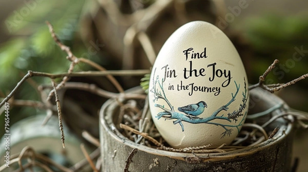 Obraz An elegant eggshell setting highlighting the inspirational phrase "Find Joy in the Journey"
