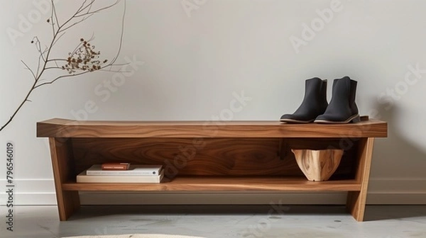 Obraz Minimalist Entryway Bench Slim bench with storage underneath