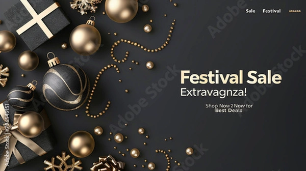 Obraz An elegant charcoal black background with "Festival Sale Extravaganza! Shop Now for Best Deals" in bold.