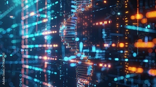 Obraz A computer screen with a lot of numbers and lines