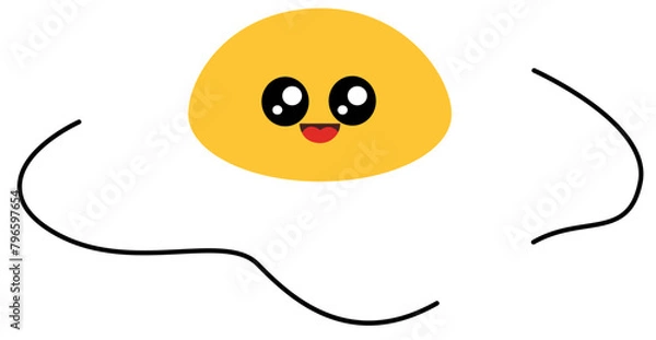 Obraz Fried egg cartoon character