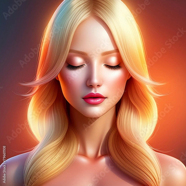 Fototapeta 사색하는 금발의 미녀 