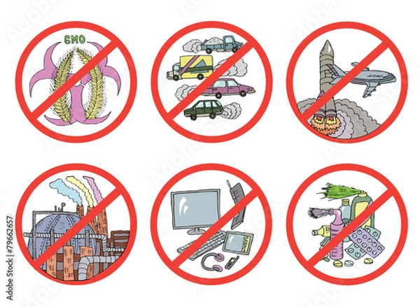 Obraz Icons with ecological dangers and risks