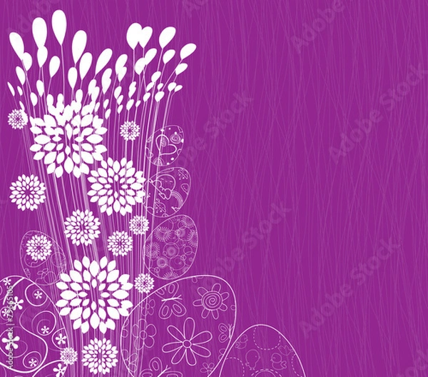 Fototapeta happy easter eggs and flower background