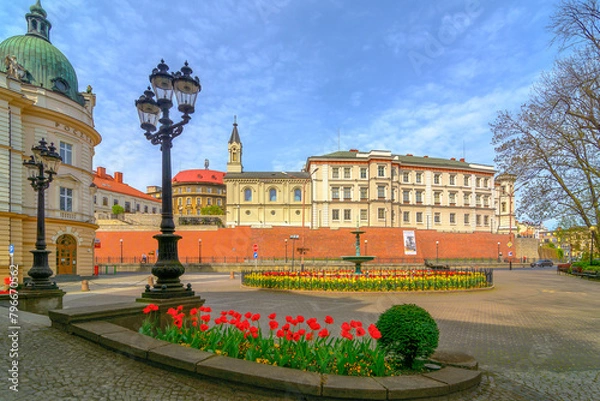 Obraz Bielsko-Biała architektura wiosna kwiaty