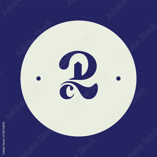 Obraz Vintage Monograms and Logos. number 2, letter D and letter C