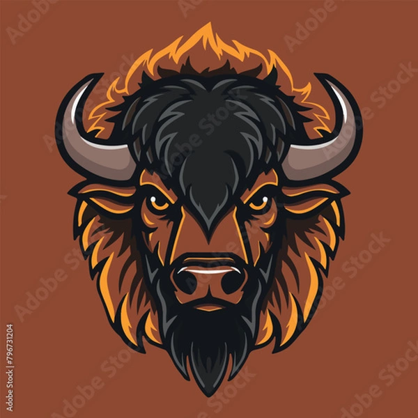 Obraz Angry bull head mascot vector illustration with isolated background