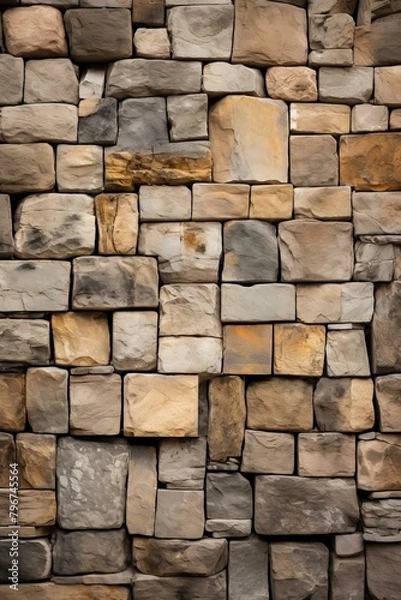 Obraz b'Rough brown stone wall texture background'