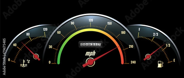 Obraz Vector Speedometer. Temperature indicator and fuel