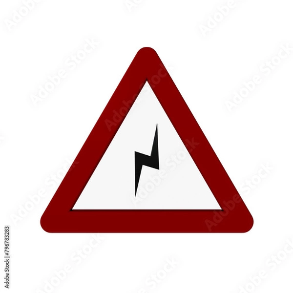 Fototapeta Street Sign 3D Render with Red and White Material