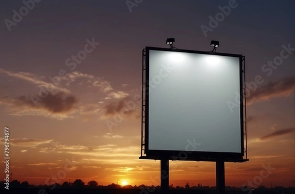Obraz mockup, 3d illustration.Blank billboard at sunset. 3d render. Business concept.
