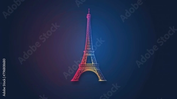 Fototapeta Eiffel tower logo for Olympic games in Paris, with copy space for design poster or banner