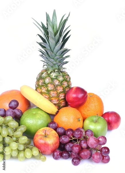 Fototapeta  A lot of fresh tropical fruits isolated