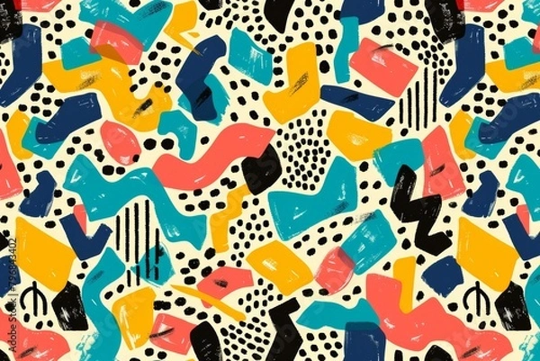 Fototapeta abstract memphis pattern vibrant colorful graphic background