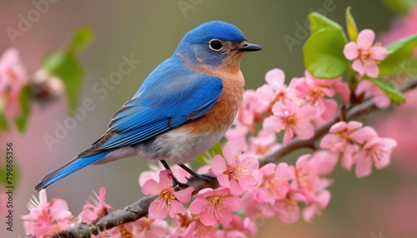Fototapeta A blue bird on branch 